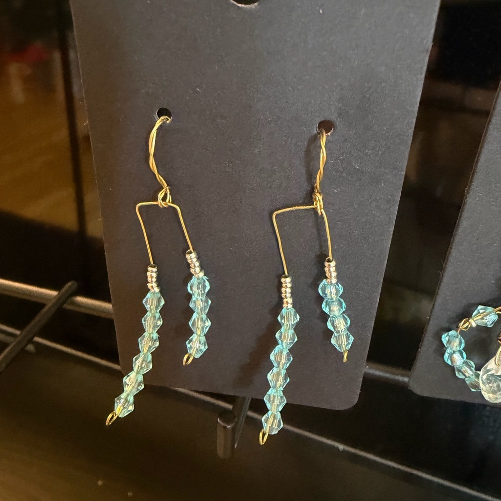 Elegant Gold and Blue Dangle Earrings